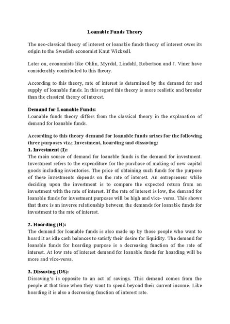 Loanable Fund Theory - SchudirBhaiChop - Loanable Funds Theory The neo ...