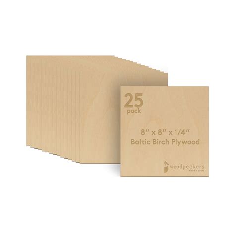 Baltic Birch Plywood, 8 x 8 x 1/4 Inch - 6 mm Craft Wood, Box of 25 B ...