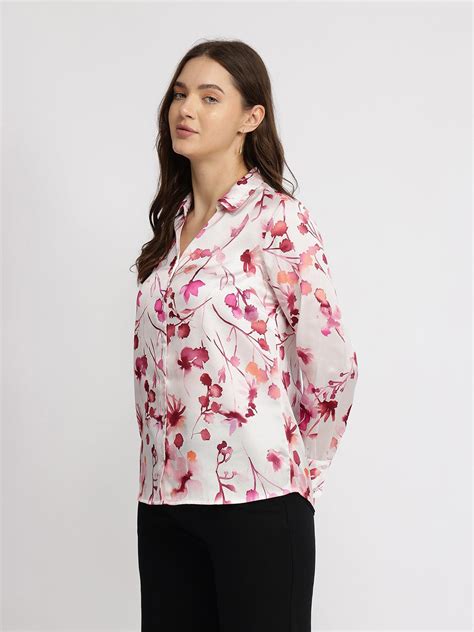 Satin Floral Shirt - Pink