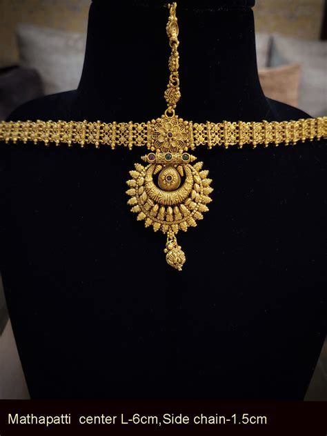 Flower design chandbali design center mathapatti with broad side chain ...