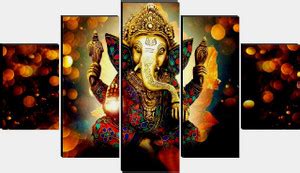 Set Of 5( 5P-9666)Lord Ganesha Home Décor Digital Reprint 17 inch x 30 ...