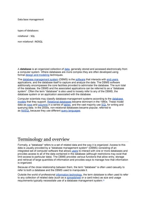 Database management system - Data base management types of databases ...
