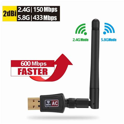 Wifi Adapter AC600Mbps Dual Band 2.4G / 5.8G Wireless Wifi Adapter for ...