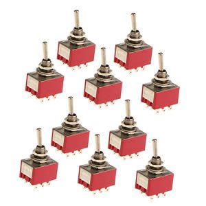 125VAC 5A, 250VAC 2A On/On 9 PIN 3PDT Mini Toggle Switch Red 10pcs/Pack ...