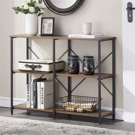 TEKAVO 180 CM Extra Long Sofa Table with Storage Shelves, Industrial ...
