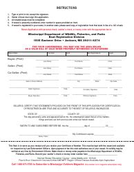 Mississippi Mississippi Motor Boat Registration Application Form - Fill ...