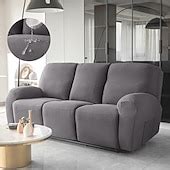 3 Seater Stretch Reclining Couch Covers Burgundy Waterproof Recliner ...