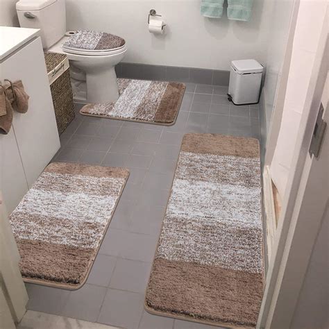 Bsmathom Bathroom Rugs Sets 4 Piece with Toilet Lid Cover, Non-Slip ...
