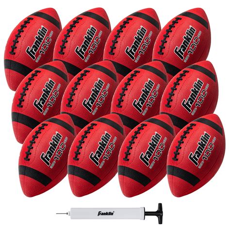 Franklin Junior Grip-Rite Footballs, Red, 10 Count, with Pump, Youth ...
