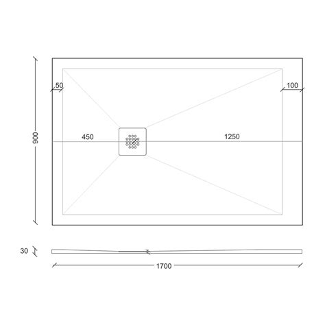 LuxeFlo Rectangular Black Slate Effect Shower Tray 1700 x 900 x 30 with ...