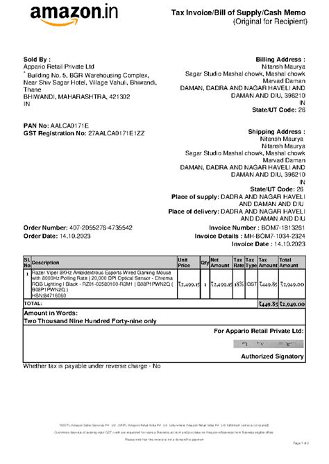 Invoice - Tax Invoice/Bill of Supply/Cash Memo (Original for Recipient ...