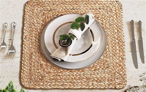 Kitchen & Dining Collection -Jute Square Hand Braided Table Mats - Set ...