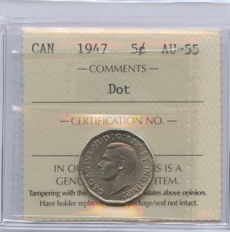 1947 Five Cents - Dot