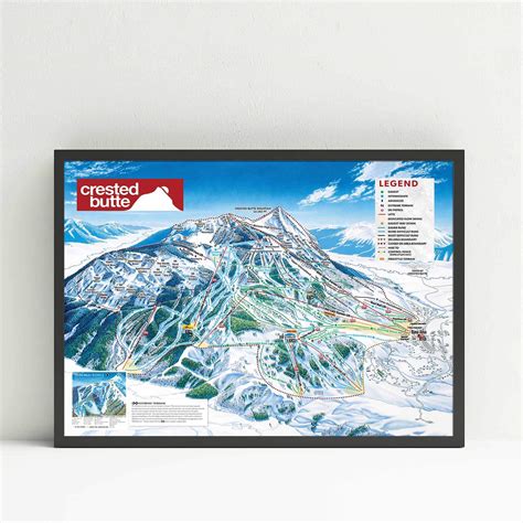 Crested Butte Ski Resort | Trail Map Poster. Unframed, Framed, or ...