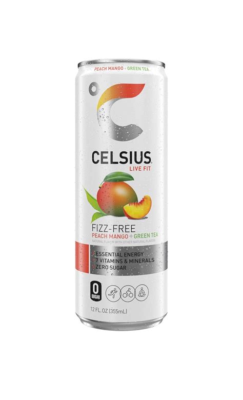 Celsius Fizz-Free Energy Drink - Peach Mango & Green Tea (12 oz) - Mix ...