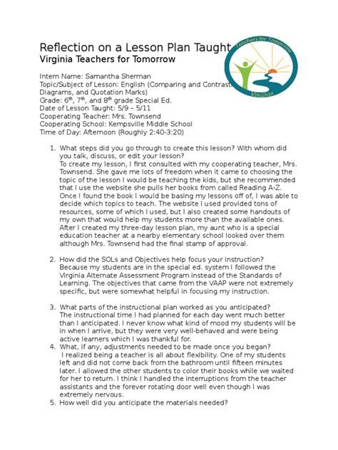 Image result for Lesson Plan Reflection