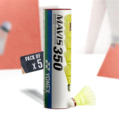 YONEX Mavis 350 Nylon Shuttlecock with Red Cap (Pack of 5) | InstaSport