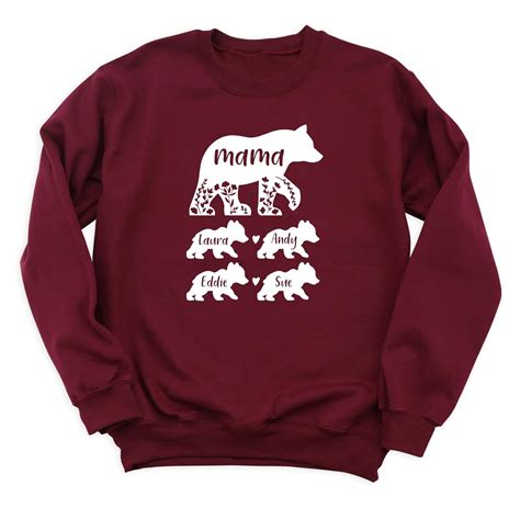 Mama Bear Sweatshirt and Hoodie, Customizable Mom Outfit, Mother’s Day ...