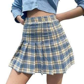 Buy CARACOLA Girl High Waist Pleated Skirt Short Skater (24) Light Blue ...