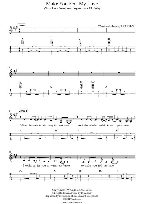 Make You Feel My Love (Very Easy Level, Accompaniment Ukulele) (Adele ...