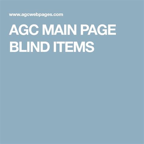 AGC MAIN PAGE BLIND ITEMS | Blinds, Main page, Maine