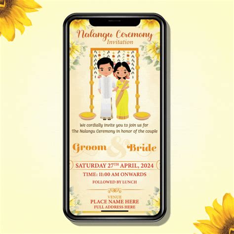 Nalangu Ceremony Invitation GIF | South Indian Couple Animation | W-27 ...