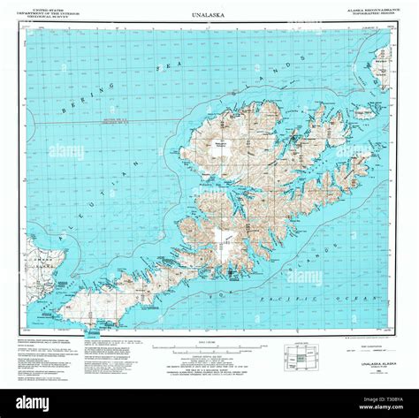 USGS TOPO Map Alaska AK Unalaska 361624 1951 250000 Restoration Stock Photo - Alamy
