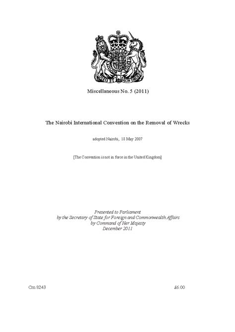 Nairobi International Convention on Wreck Removal (2011) - Studocu