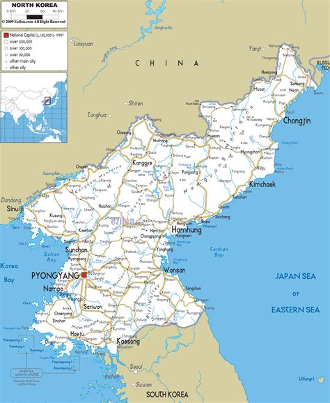Detailed Clear Large Road Map of North Korea - Ezilon Maps