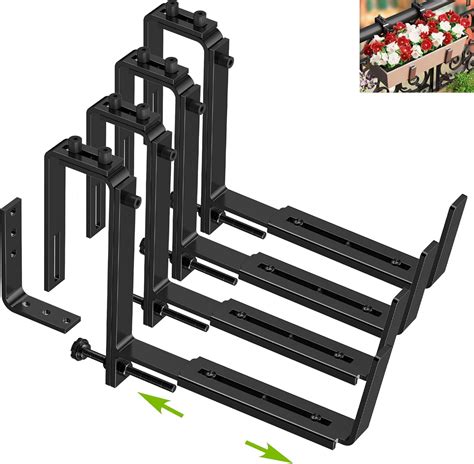 Amazon.com : Y&M Window Box Brackets, Heavy Duty Iron Adjustable ...