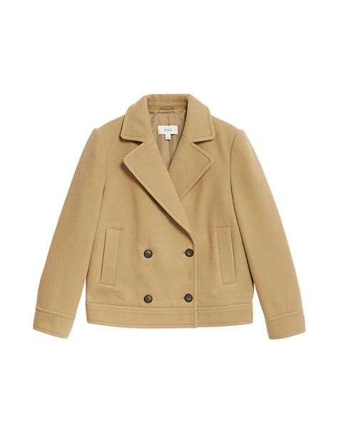 Buy Double Breasted Short Peacoat with Wool at Marks & Spencer