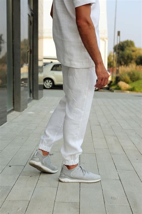 White Mens Linen Pants Lounge Pants Pants for Men Mans - Etsy