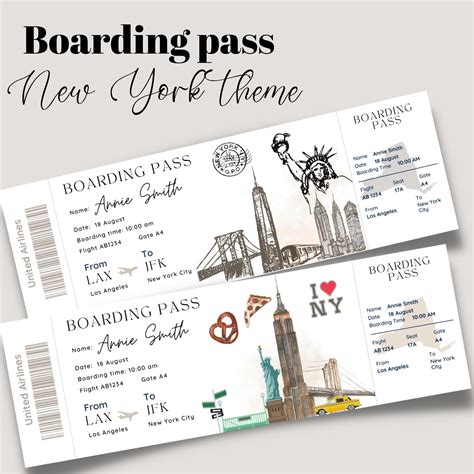 Printable and Editable New York Surprise Boarding Pass Ticket, Trip Ticket to New York City ...