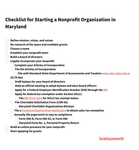 The Complete Checklist for Starting a Nonprofit Organization | Instrumentl