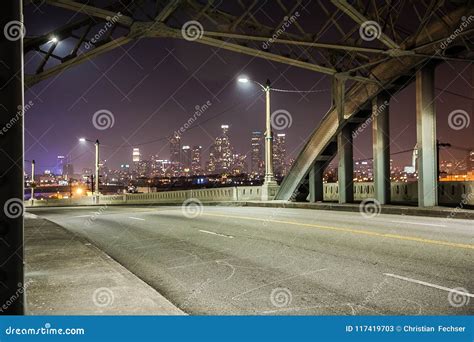 6th Street Bridge at Night, Los Angeles Stock Image - Image of city ...