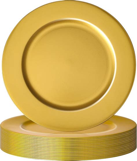 Amazon.com | Hoemwarm 18 Pcs Golden Charger Plates Bulk,13 Inch Plastic ...