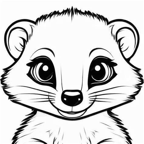 Mongoose outline black and white cute coloring book | Premium AI ...