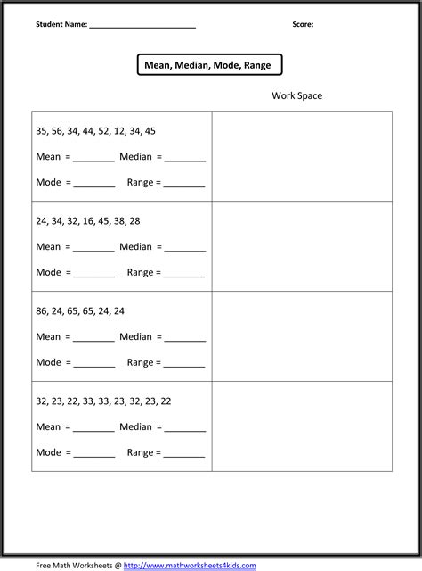 Mean Median Mode Worksheets