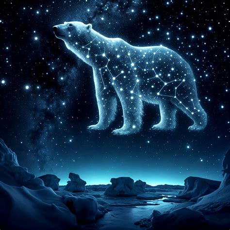 The Big (Sky)Bear - Celestial Polar Bear Mother and Cub Gaze