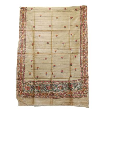 Tussar silk hand kalamkari paint dupatta freeshipping - SILK ZONE