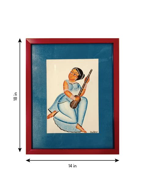 Playing the Tanpura: Nayika (Heroine)- Kalighat Artwork