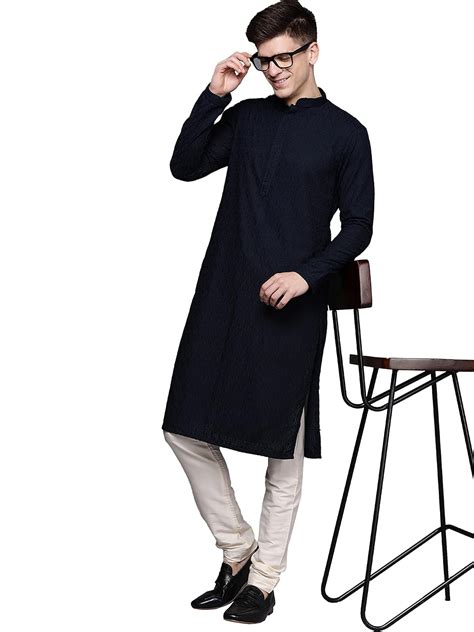 Manyavar Men's Ethnic Kurta Set, Full Sleeves Mandarin Collar Ethnic ...
