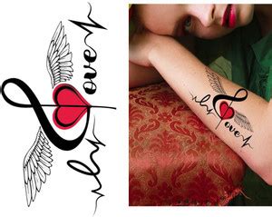 voorkoms Love With Heart Temporary Tattoo Stickers For Male And Female ...