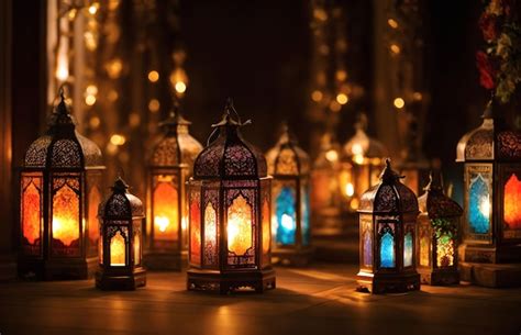 Fanous ramadan muslim islamic lanterns festive background with copy ...