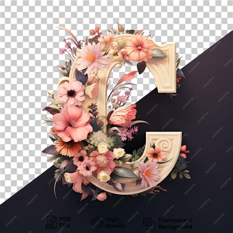 Premium PSD | Letter c with flower isolated on transparent background include png file