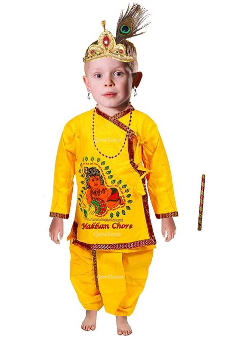 Buy The GrowSome Cotton Krishna Costume For Kids| Krishna Costume For ...