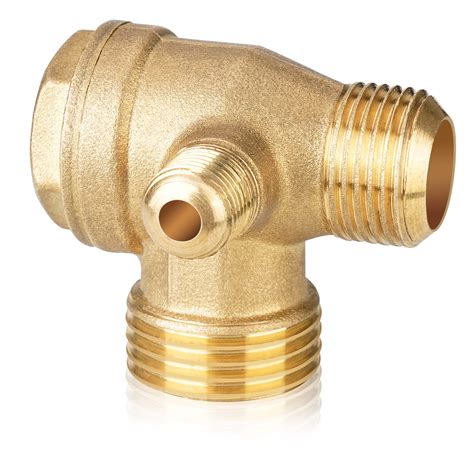 Buy oumuik 3 Way Check Valve Male Thread 3-Way Brass Air Compressor Check Valve Unidirectional ...