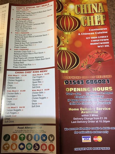 Menu at China Chef fast food, Burntwood