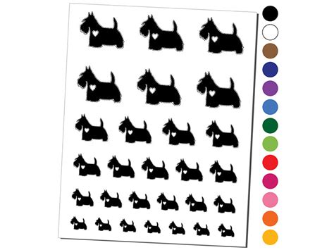 Scottish Terrier Scottie Dog with Heart Temporary Tattoo Water ...