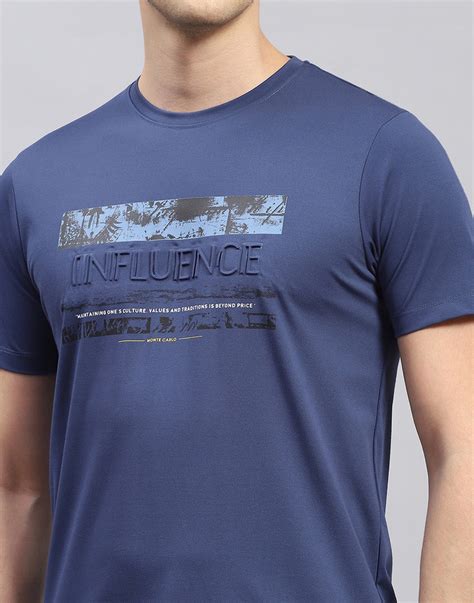 Buy Men Blue Printed Round Neck Half Sleeve T-Shirt Online in India ...